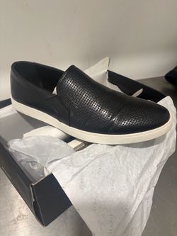 Black Woven Leather Slip-On Sneaker