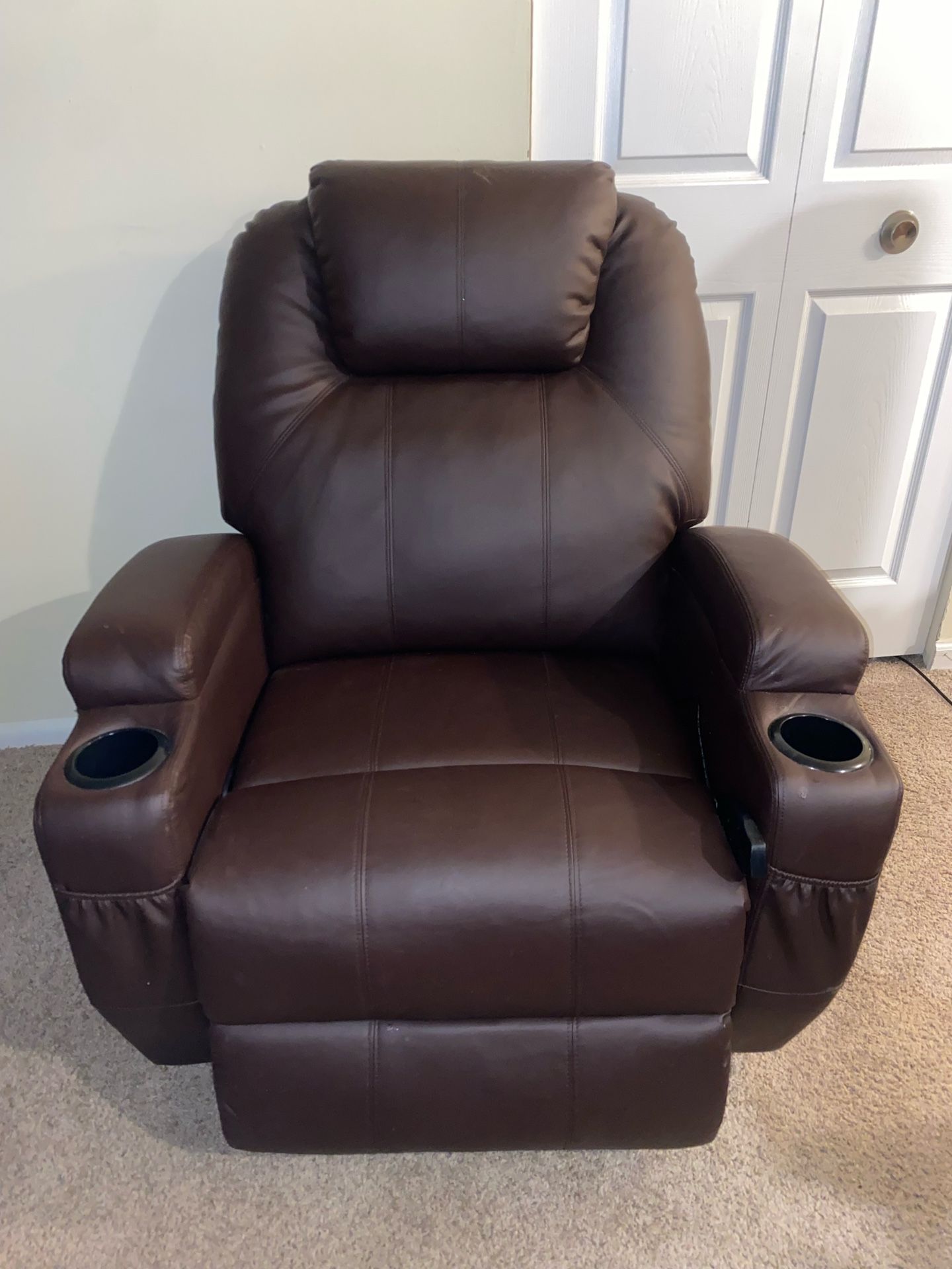 Brown Leather Massage Recliner Chair - Pickup Only
