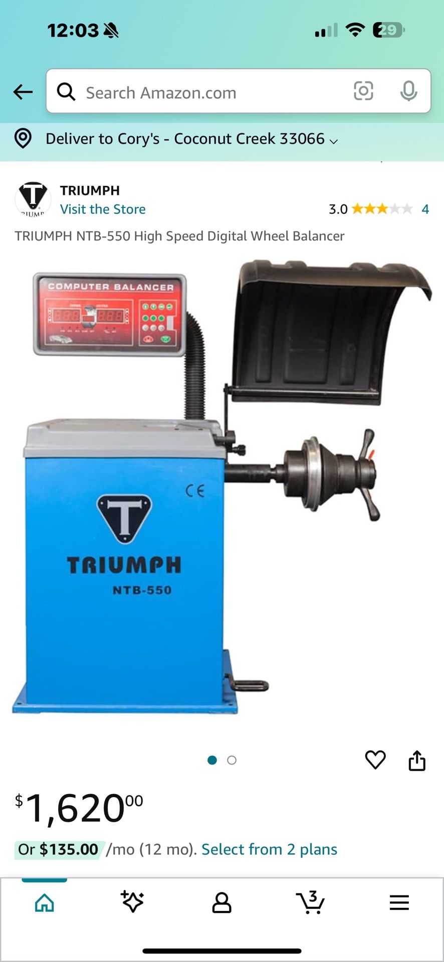 TRIUMPH NTB-550 High Speed Digital Wheel Balancer