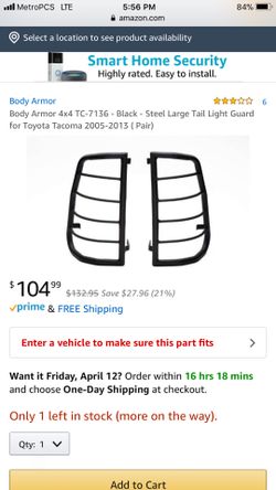 Toyota Tacoma, tail light guard