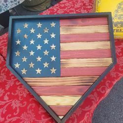 Handcrafted American Flag Shape Of Home Plate