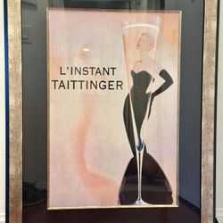 Large Framed Taittinger Champagne Wall Art – 32x42