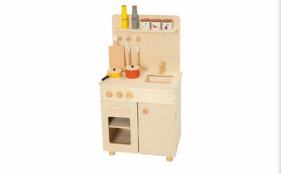 Brand new in the box- Wooden Play Kitchen Set for Toddlers Pretend Chef Kids Cooking Cabinet 3+ Child Culinary Station, Timber Toy Playset with Oven S