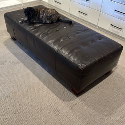 Faux Leather Bench w/wood feet