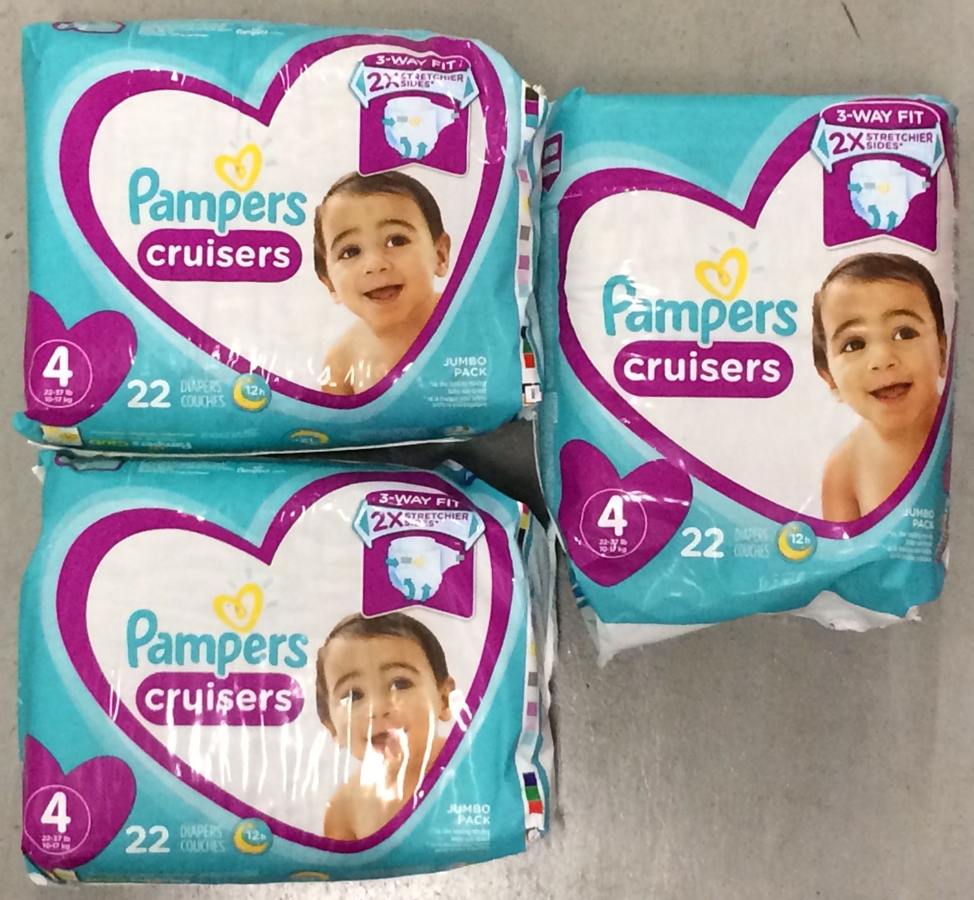 Pampers Cruisers Diapers Sz 4, 22ct (Pack of 3)