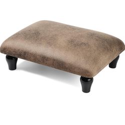 Small Foot Stool Ottoman with Stable Wood Legs Upholstered Footstool Padded Foot Rest