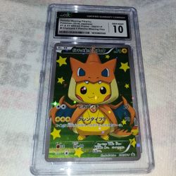Pikachu Pokemon Card Graded 10 2016 Promo Gem Mint 10 CGC Charizard Wife Poncho Pika