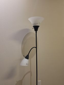 Black Torchiere Floor Lamp with Reading light