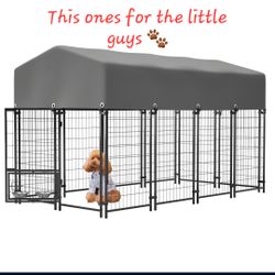 Brand new 2 in 1 covered dog kennel & pet playpen! 4.23'x3.83'x4.83' dog cage with water proof tarp or 8ft long dog fence heavy duty welded dog run wi