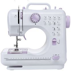 Mini Sewing Machine for Beginners, Adults and Kids, Sewing Machines with Reverse Sewing and 12 Built-in Stitches, Portable Sewing Machine