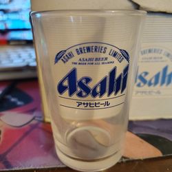 Asahi Beer-Beer Glasses Set of 6 with Box Japan 4 inch 