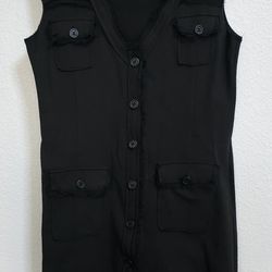 Linq Los Angeles mini dress cotton blend Medium M
Black button front pocket casual 

Excellent Pre-owned condition, no visible flaws
LINQ designed in 