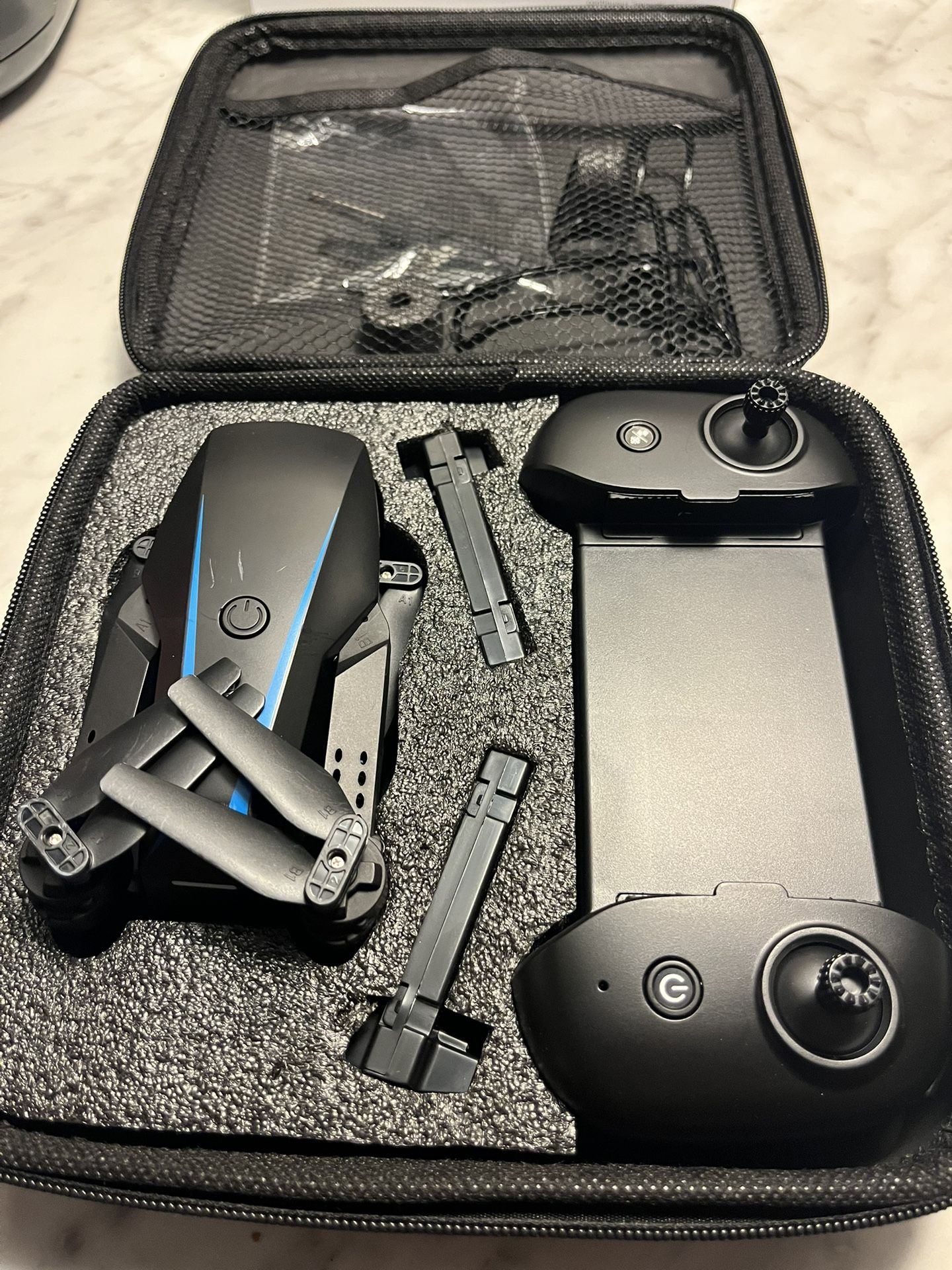 Drone with Camera with 2 Batteries, Carrying Case, Propellers, 1080P HD Foldable Drone with Stable Hover, Trajectory Flight, Grav