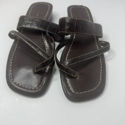 Etienne Aigner 'Apogee' Brown Leather Strappy Sandals Size 9M 