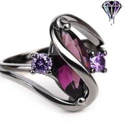 Black Titanium Purple Diamonique Ring