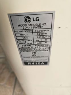 LG 1111WXR PORTABLE AIR CONDITIONER