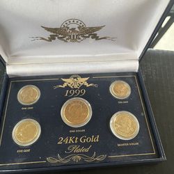 24 karat gold plated coin collection case included