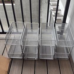 Cabinet storage sliding mesh baskets