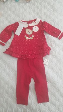 New baby girls size 6M - 9M 2 piece Christmas Holiday outfit from Macy's by First impressions gift 6 months nwt