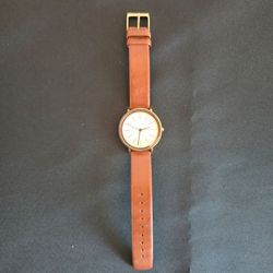 Women's Skagen Gold-Tone Watch (Tan Strap) - New Battery