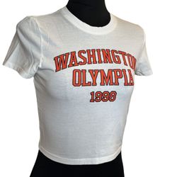 H&M Cropped White And Orsnge Cropped Tee