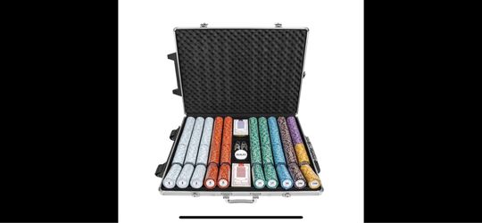 1000pc Monte Carlo Poker Club 14g Clay Chip Set W/Rolling Case Chips