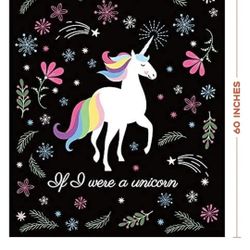 Unicorn Blanket Gifts for Girls Ideas Soft Cute Unicorn Party Blankets Unicorns Gifts for Girls for Birthday Christmas Thanksgiving 50" x 60"，Black