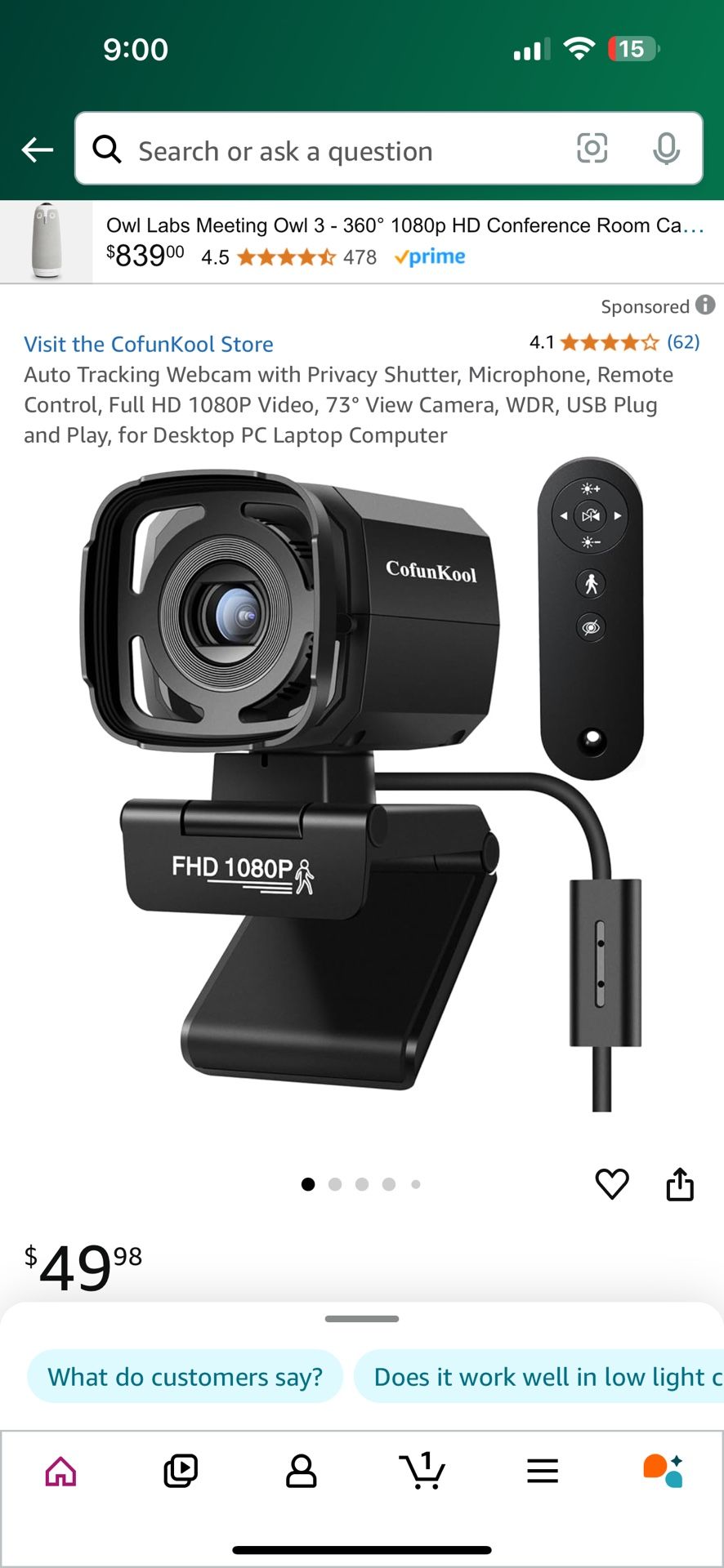 ai auto tracking webcam