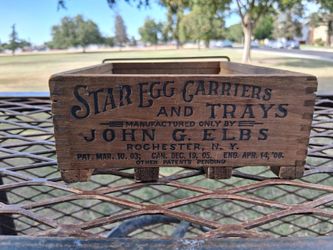 Antique 1908 Wooden Egg Carrier Star Egg Carrier Tray Mfg Rochester NY. SUPER RARE FIND!....asking $80.00