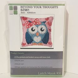Beyond Your Thoughts Owl Latch Hook Kit, NEW!!