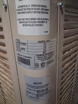 Champion Cooler Evaporative Swamp Cooler Model 3000DD