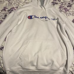 Large White champion Hooded Sweatshirt 