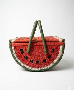 Vintage watermelon wicker lunch basket
