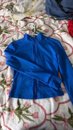 Blue zip up workout jacket
