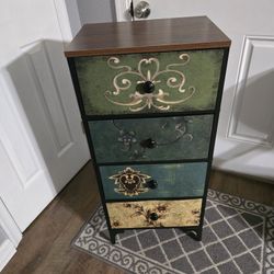 4 Drawers Dresser for Bedroom, Chest of Drawers with Wooden Top and Steel Frame, Storage Drawers for Closet, Living Room, Hallway, Entryway
