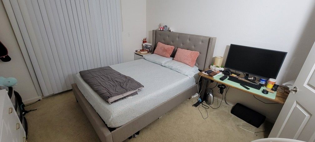 Queen Bed Frame + mattress