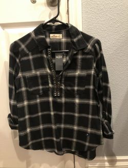 NEW Black Plaid Flannel Top