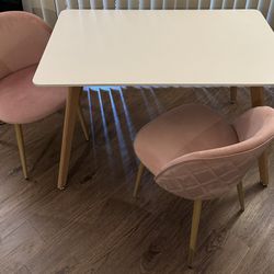 Dining Table w/2 Velvet Chairs