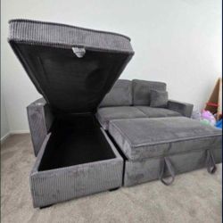 ✅️✅️Grey  Color Convertible Sectional W/ Cup Holder & W/ USB Port✅️✅️