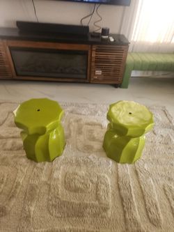 Green accent pieces, also used as seats