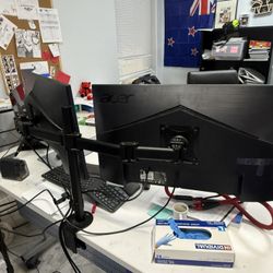 Two monitor and adjustable desk mount