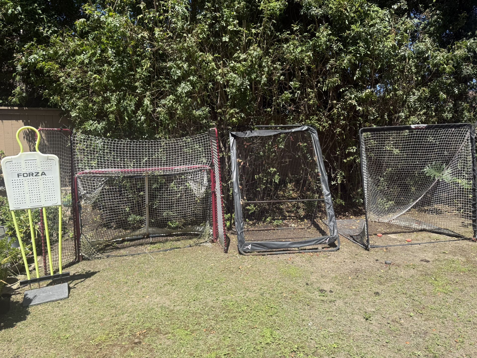 Lacrosse/Hockey Goals, Rebounder, and Standing Defender
