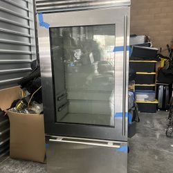 Subzero Top/Bottom Glass Front Refrigerator 