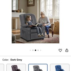 MCombo Big Kids Recliner for Ages 3+, Child Reclining Chair, Toddlers Recliner Sofa with Cup Holders, Faux Leather, 7322(Dark Grey) Like New! 