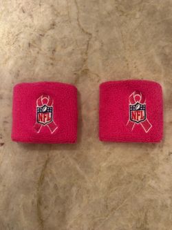 Pink Ribbon NFL Athletic Wristbands | Pair of Sweatbands