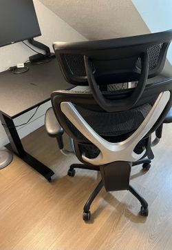 Stand Up Desk , Ergonomic Chair , And Dell Monitor