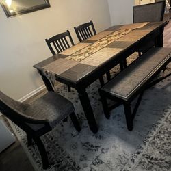 Dining Table with chairs and Bench 