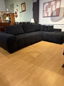 Black Mid Century Modern 70s Style Sectional MCM 