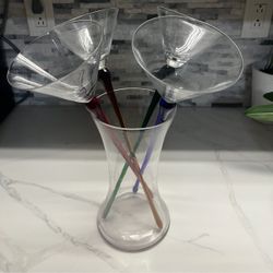 Hand blown footless martini glasses