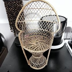 Mini Wicker, Peacock, Doll Chair, Or Plants Stand